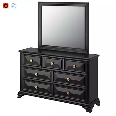 Classic Wooden Dresser with Mirror 3D model image 1 