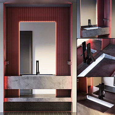 Modern 3-Piece Bathroom Furniture Set 3D model image 1 