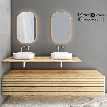 15-Piece Bathroom Set: Vray + Corona, 3ds Max 2017 3D model image 1 