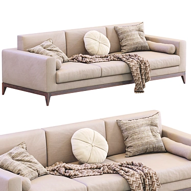Stylish Copenhaga Leather Sofa 3D model image 1 