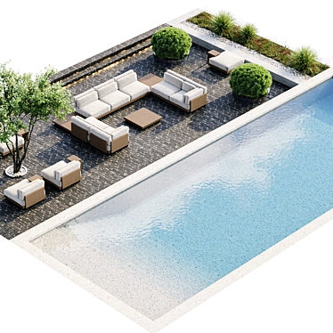 Luxury In-Ground Swimming Pool Set 3D model image 1 