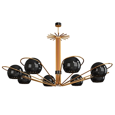 Sleek Black Steel Chandelier 3D model image 1 