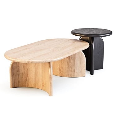 Ada: Modern Organic Oval Coffee & Side Table 3D model image 1 