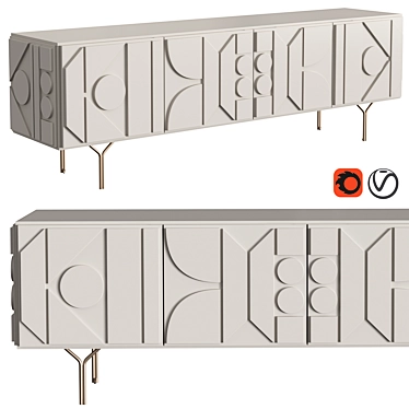 Modern Glam Pictograph Media Console 3D model image 1 