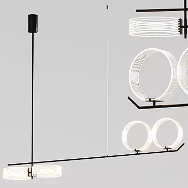 Black Hanging Lamps: 120cm Length 3D model image 1 