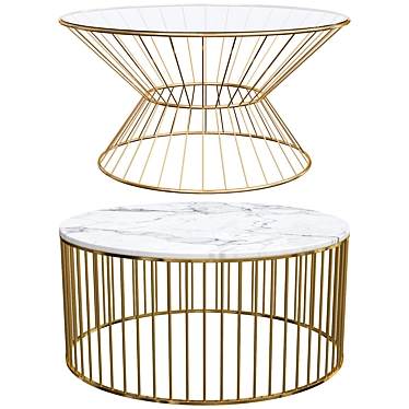 Elegant Gold Deco Coffee Table 3D model image 1 
