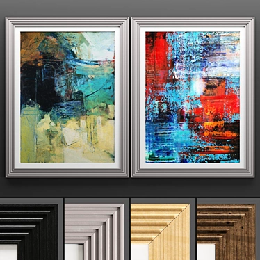 Modern Art Frame Set: 2 Frames with Texture 3D model image 1 