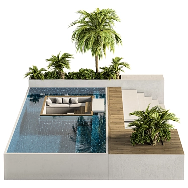 Outdoor Oasis: Backyard Furniture Set with Pool 3D model image 1 