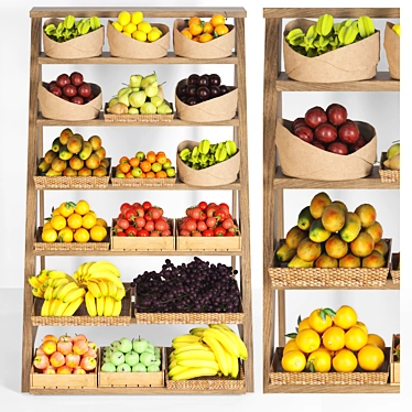 Farm Fresh Fruit Market Shelf 3D model image 1 