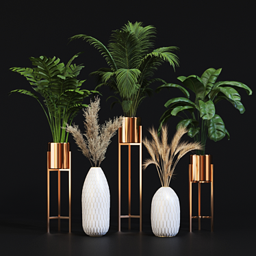 Golden Glow: Ceramic Vases Collection 3D model image 1 