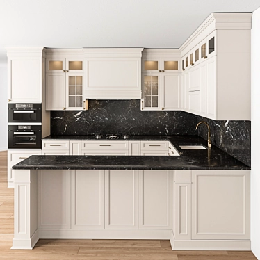 Elegant Gray & White Kitchen Set 3D model image 1 