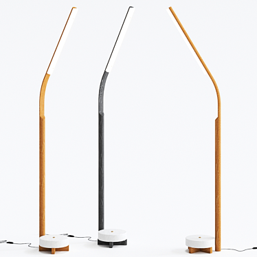 Elegant Ash Counterweight Floor Lamp 3D model image 1 