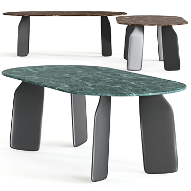 Bavaresk Oval Marble Table - Elegant Dining Design 3D model image 1 