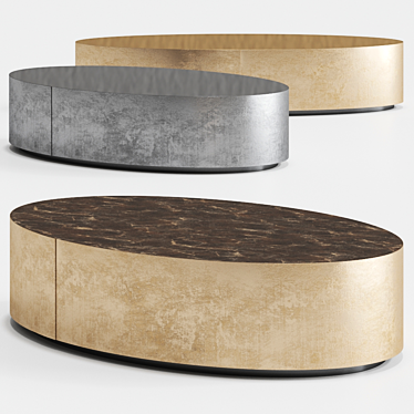 Modern BELT Brass Oval Coffee Table 3D model image 1 