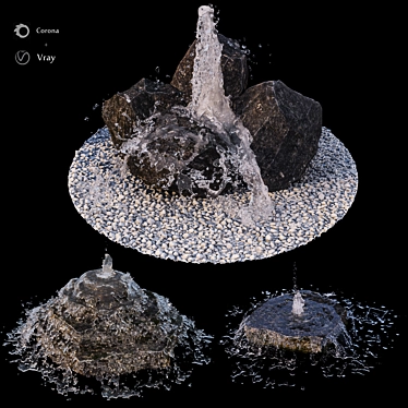 Serene Cascade Rock Waterfall 3D model image 1 