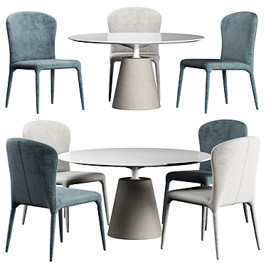 Modern Monti Chair + Rock Table Set 3D model image 1 