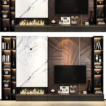 204 TV Wall Unit: Stylish Space-Saving Solution 3D model image 1 