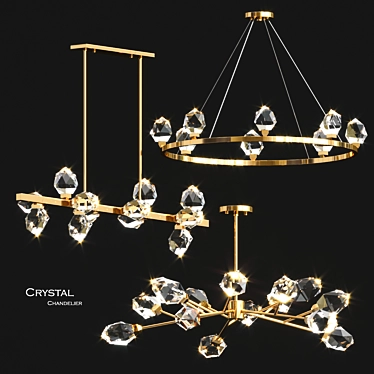 Elegant Nordic Crystal Chandelier 3D model image 1 