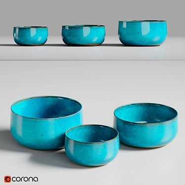  Serene Set of 3 Zen Bowls 3D model image 1 