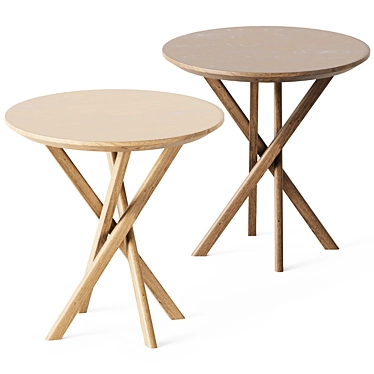 Minimalist Oak Mikado Side Table 3D model image 1 