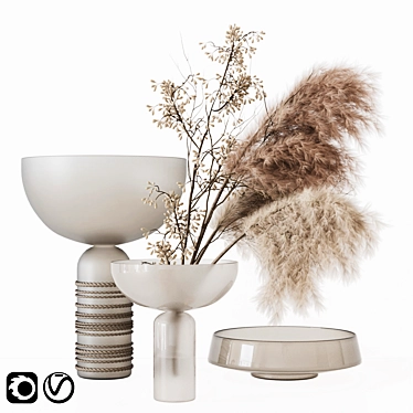 Modern Glass Vase Bouquet Set 3D model image 1 