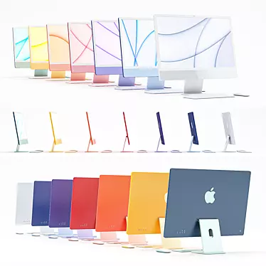 Sleek Apple iMac 2021: Brilliant Colors, Flawless Design 3D model image 1 