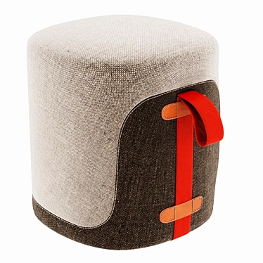 Contemporary Fabric and Leather Stool 3D model image 1 