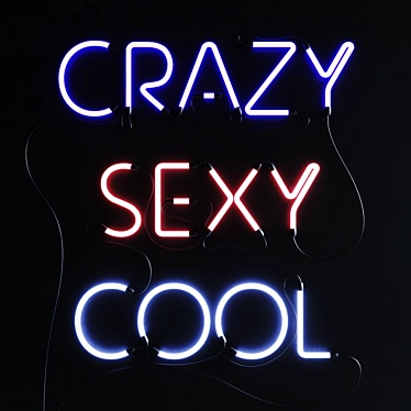 Crazy Cool Neon Sign Set 3D model image 1 