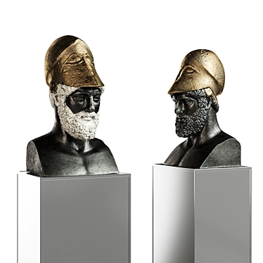 Classic Pericles Bust: Elegant Black & White 3D model image 1 