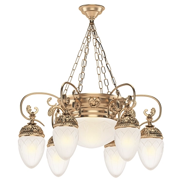 Elegant 6-Horn Chandelier: Ample Lighting for Any Space 3D model image 1 