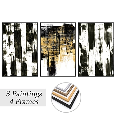 Dynamic Trio: Set of Wall Paintings 3D model image 1 