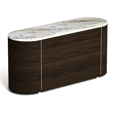 Modern Wood and Stone Commode 3D model image 1 