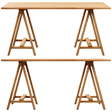 Title: Eco Wood Desk with Triangular Legs 3D model image 1 
