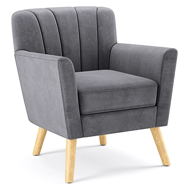 Title: Merel Mid-Century Club Chair in Chic Fabric 3D model image 1 