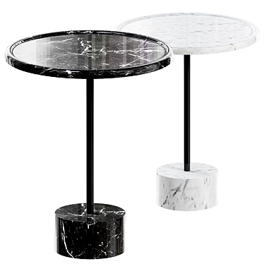Black & White Marble End Table 3D model image 1 