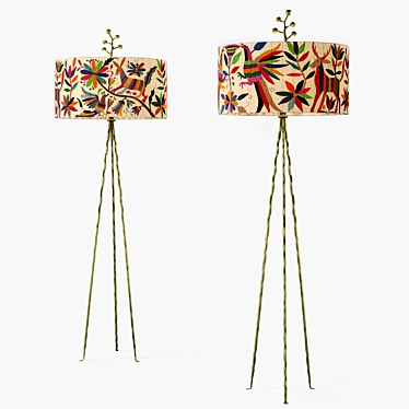 Handcrafted Otomi Floor Lamp 3D model image 1 