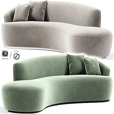 Modern Italian Curved Sofa - Inspired Elegance 3D model image 1 