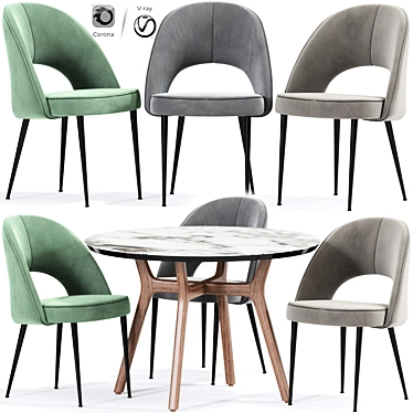 Classic Saarinen Dining Table Chair 3D model image 1 