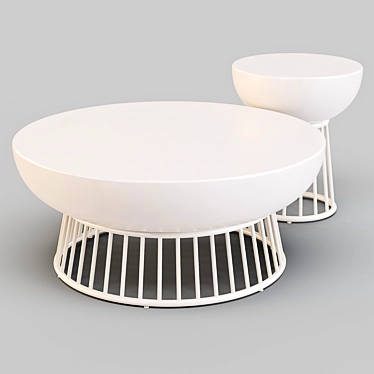 Industrial Sculpture-Style Coffee and Side Table 3D model image 1 