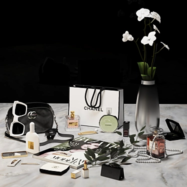 Elegant Orchid Cosmetics Set 3D model image 1 