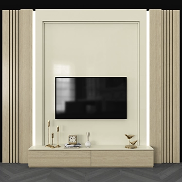 Modern TV Wall Unit with 55 Inch TV 3D model image 1 