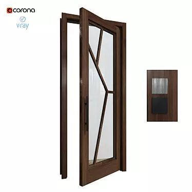 Title: Modern Reed Glass Interlocking Door 3D model image 1 