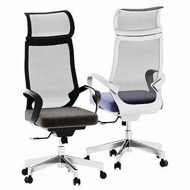 Neo Mesh Office Chair: Silver Metal, Fabric Upholstery, Ergonomic Design 3D model image 1 