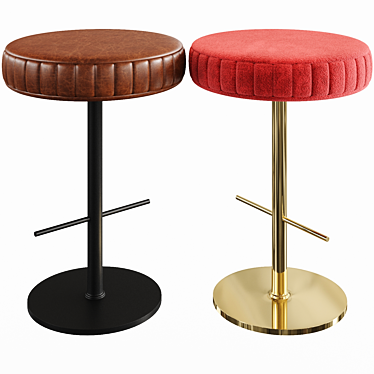 Italian Designer Leather Bar Stool 3D model image 1 