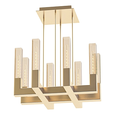 Sleek Brass LED Chandelier 3D model image 1 