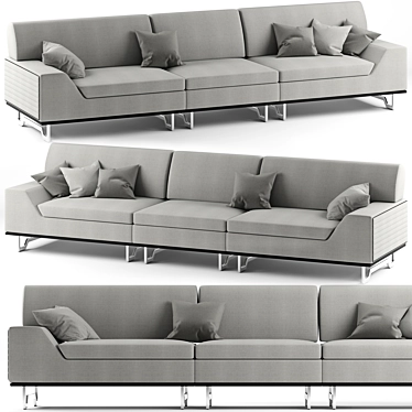 Elegant Mercury 3-Seater Sofa 3D model image 1 