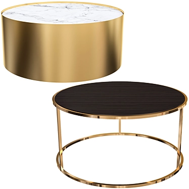 Elegant Round Coffee Table Set 3D model image 1 