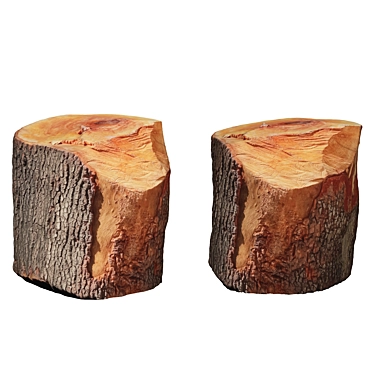 Rustic Wood Log Stool 3D model image 1 