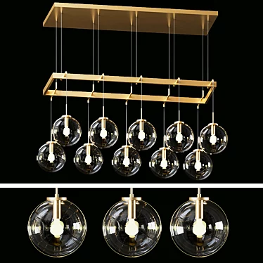 Vintage Brass Chandelier 3D model image 1 