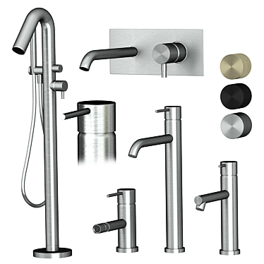 Ritmonio Set: Elegant Stainless Steel Bath Fixtures 3D model image 1 